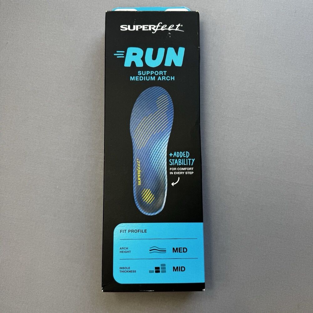 SUPERfeet Run Cushion Support Medium Arch Insoles-Mens 9.5-11 (size E) - Picture 2 of 10